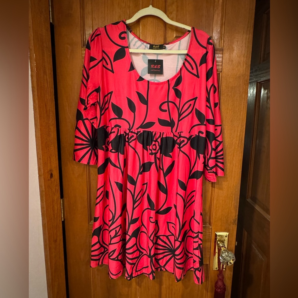 R&B Vibrant Fuchsia Pink and Black Dress